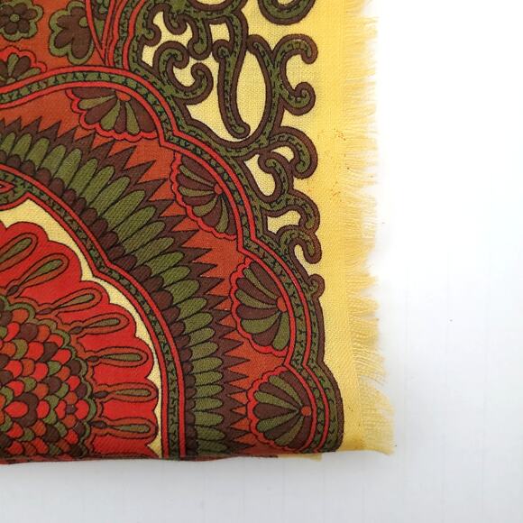 Vtg Stix Baer & Fuller Scarf Green Rust Golden Geo Floral Pattern 26.5" Square - Picture 7 of 16